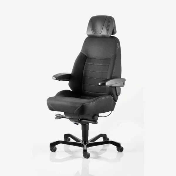 Kontorstol KAB Seating Executive · Kontorstoler · Sort Fighter stoff · Comfort, sort skinn · 50 - 200 kg · 460 - 560 · 525 · 560 · Ø50 · 5 år · 2 år