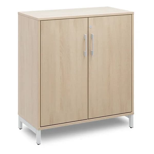 DNA kontorskap med dører · Eik laminat · 800 x 400 x 890 · Alugrå