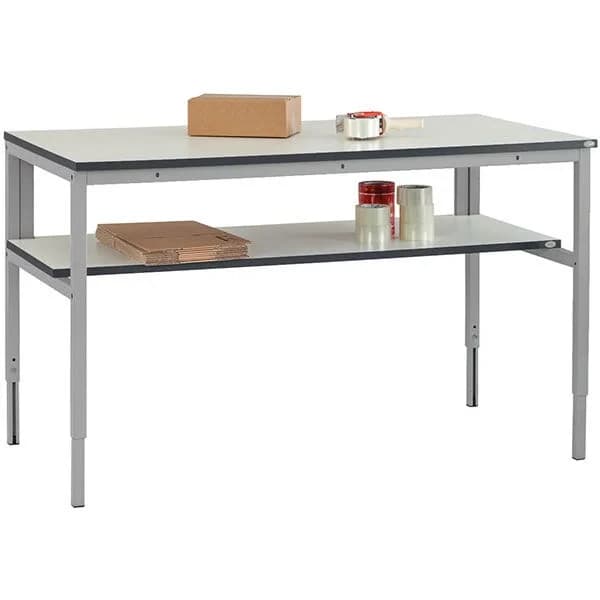 Lett arbeidsbord kombinasjon 1 · Arbeidsbord · 200 - 400 · 1500 x 800 mm · Lett arbeidsbord · Høydejusterbar, manuelt · 724 - 974 mm · 300 kg · Grå RAL70