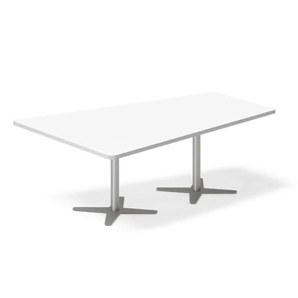 DNA konferansebord trapesformet · Hvit · 2000 x 1200 · Alugrått
