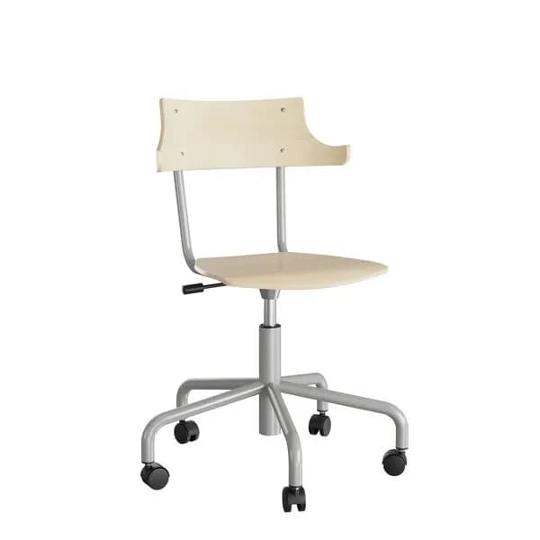 Stol Strong HATT 113 · Nei · Ungdomskole/videregående · 440 - 550 · Strong · Hjul · Alugrå · Bjørk laminat · Alugrå RAL 9006 · 395 · 380 · Ø690