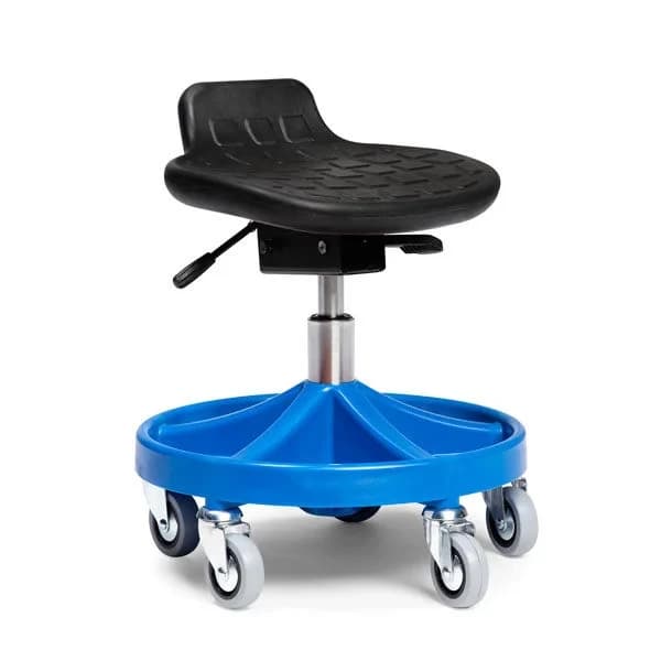 Arbeidsstol All-round Comfort · Arbeidsstoler · Lav · PU-skum · Blå · 390 - 500 · Sort PU-skum · Bredde 350, dybde 300 · Ø 75 · Lettrullende · 120 · Blå