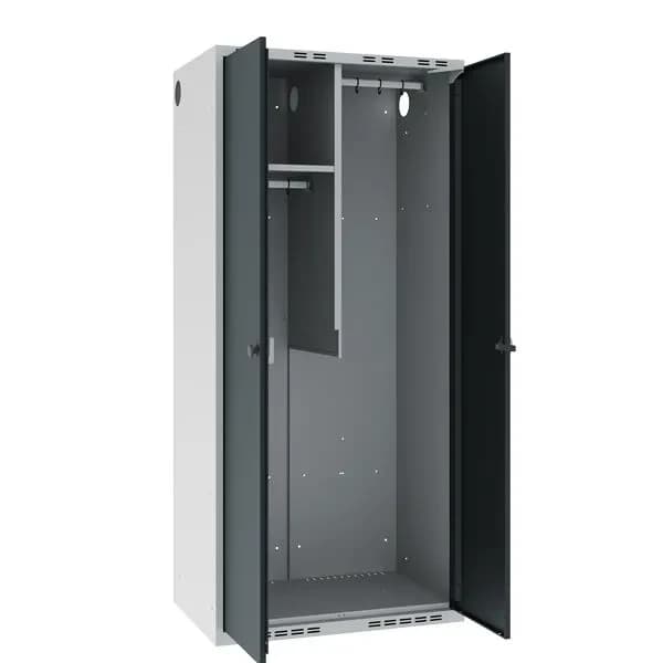 Garderobeskap POL · Nei · Antrasitt · PRO skap · 800 x 550 x 1752 mm · Lys grå · RAL7035 · RAL7016 · Rett tak · Hasp for hengelås