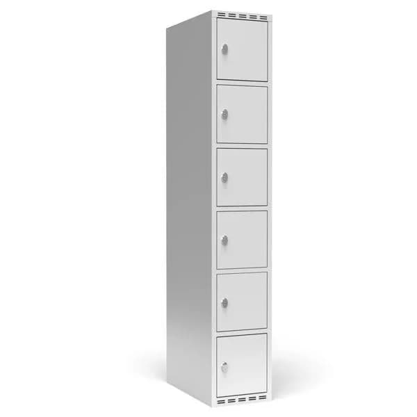 Garderobeskap SMG 6-delt 1 søyle · Nei · 300 · 6 · Hasp for hengelås · Original (T02) · Lys grå · Garderobeskap · 550 · SMG · 300 x 550 x 1752 · 1 · RAL 70
