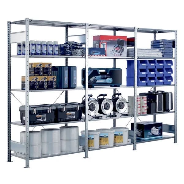 Lagerreol Boltless med X-rygg Høyde 3000mm Kapasitet 150kg · 1300 · Lagerreoler · 600 · 150 · Følgefag · 3000 x 1300 x 600 · 7 · 2300