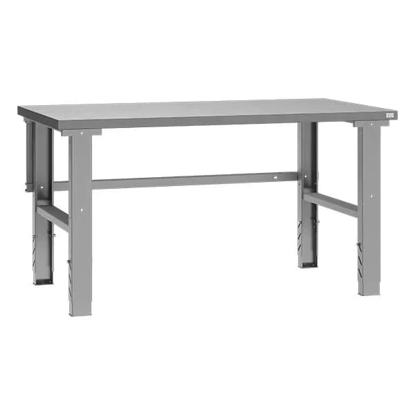Verkstedbenk med stål bordplate · Arbeidsbord · 400-750 · 1500 x 800 mm · Verkstedbenk · Høydejusterbar, manuelt · 740 - 1010 mm · 750 kg · Lys grå · Stål