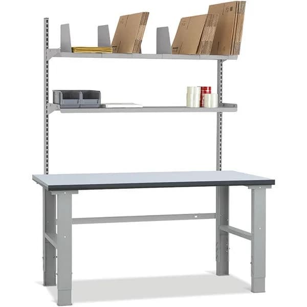 Pakkebord kombinasjon 8 · Pakkebord · 400-750 · 1500 x 800 mm · Høydejusterbar, manuelt · 740 - 1010 mm · 750 kg · Lys grå · Høytrykkslaminat · 40