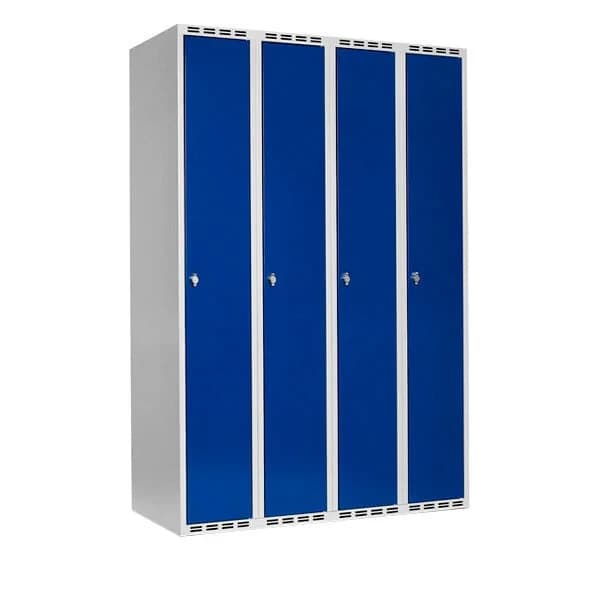 Garderobeskap SMG 4 hele dører · Nei · 300 · 1 · Hasp for hengelås · Original (T02) · Blå · Garderobeskap · 550 · SMG · 1200x550x1752 · 4 · Lys grå · RAL