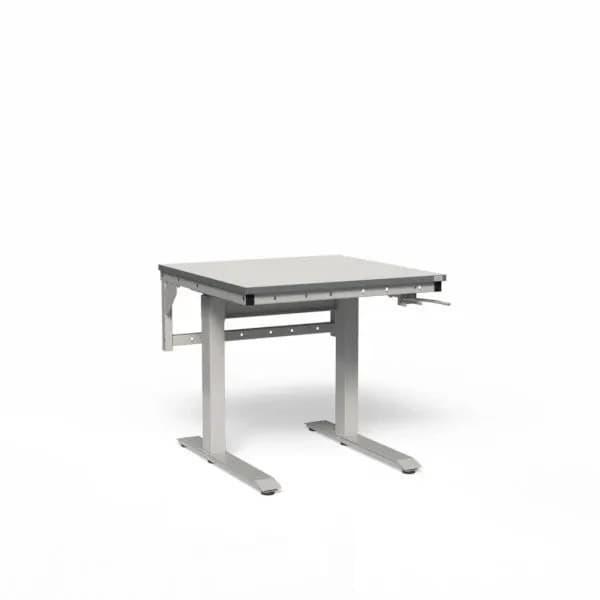Ergonomi arbeidsbord med HPL bordplate · Arbeidsbord · 200-400 · 800 x 620 mm · Ergonomi · Høydejusterbar, manuelt · 2,5 mm/omdr · 734 - 1184 mm · 250 kg · Høytr