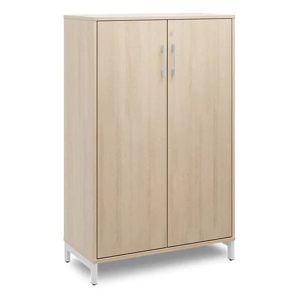 DNA kontorskap med dører og hyller · Eik laminat · 800 x 400 x 1275 · Alugrå