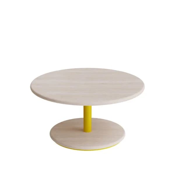 Bord Donut, ø 700 mm · Massiv hvitpigmentert ask · Ø700 mm · Donut · 350 mm · Gul · Gul RAL 1018 glans 10 · Ø700 · 350 · Caroline Olsson · EN 1